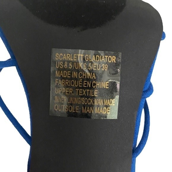 NWB Just Fab Scarlett Gladiator Heeled Sandal Turkish Sea Blue Size 8.5 - Picture 10 of 11